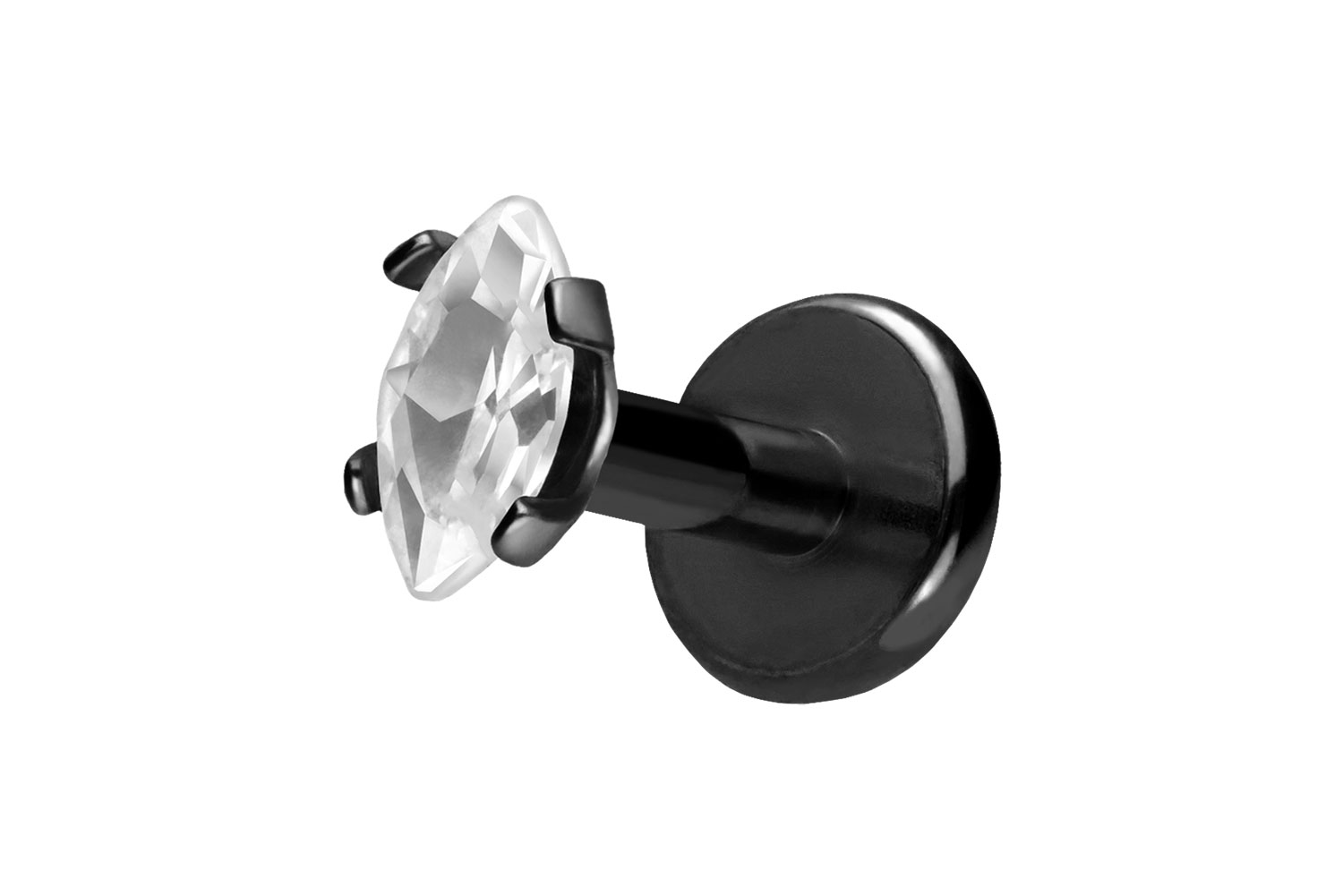 Titan Labret Piercing mit Push Fit EINGEFASSTER KRISTALLTROPFEN